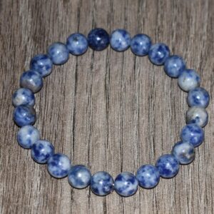 Natural Sodalite Beaded Bracelet, Unisex Gemstone Jewelry