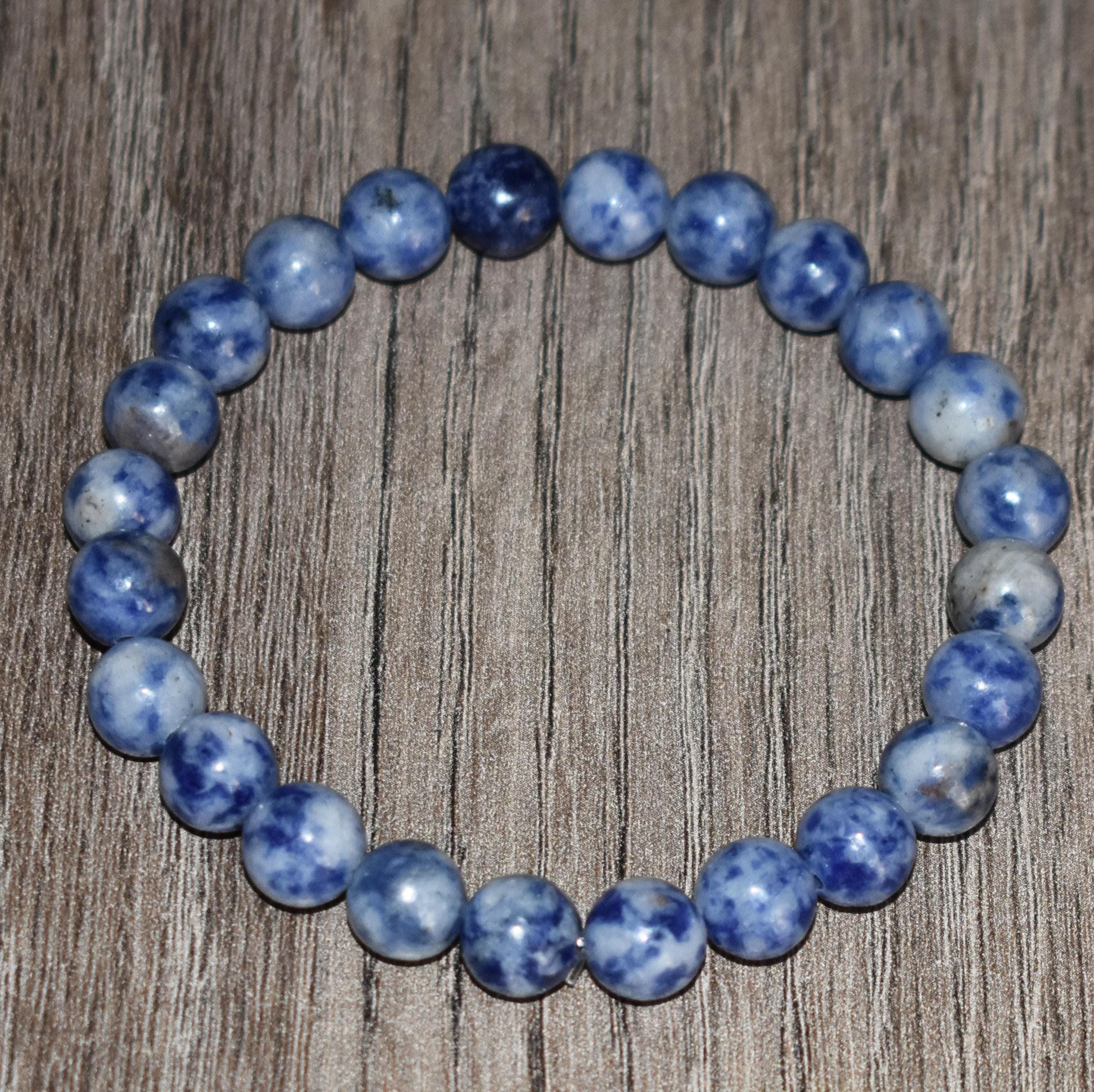 Natural Sodalite Beaded Bracelet, Unisex Gemstone Jewelry Natural Sodalite Beaded Bracelet, Unisex Gemstone Jewelry