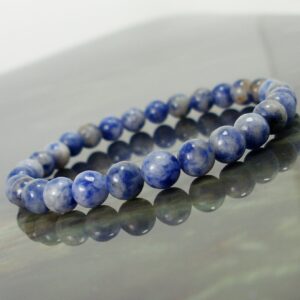 Sodalite Natural Gemstone Bracelet 6mm or 4mm,  Unisex Women Mens Handmade Stretch Beaded Bracelet, Gift for Women Men Girl Boy + Gift Bag