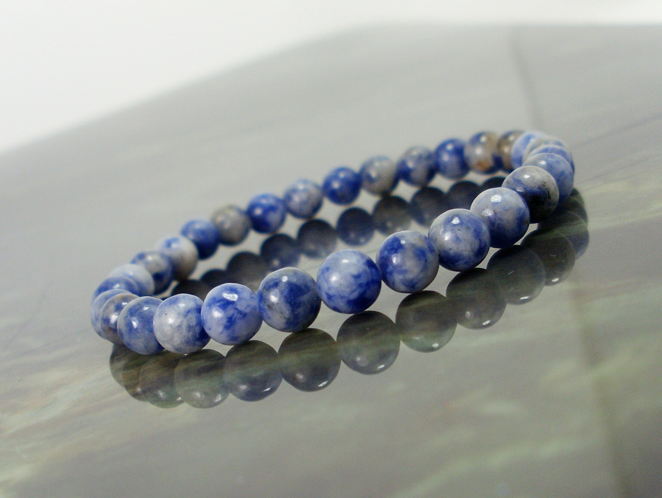 Sodalite Natural Gemstone Bracelet 6mm Or 4mm, Unisex Women Mens Handmade Stretch Beaded Bracelet, Gift For Women Men Girl Boy + Gift Bag Sodalite Natural Gemstone Bracelet 6mm Or 4mm, Unisex Women Mens Handmade Stretch Beaded Bracelet, Gift For Women Men Girl Boy + Gift Bag