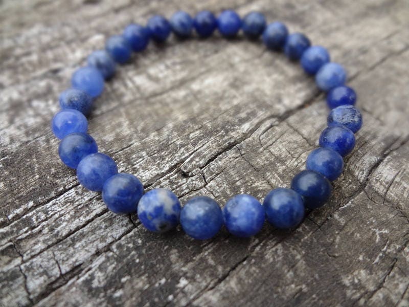 Sodalite Bracelet. Natural Periwinkle Blue Dainty Stretch Bracelet Handmade In Australia By Miss Leroy