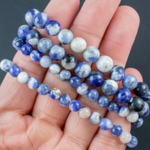 Natural Sodalite Round Size 6mm And 8mm- Handmade In Usa- Approx. 7" Bracelet Crystal Bracelet