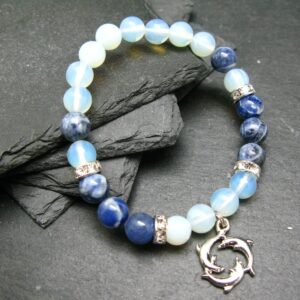Opalite & Sodalite Genuine Bracelet ~ 7 Inches ~ 8mm Round Beads