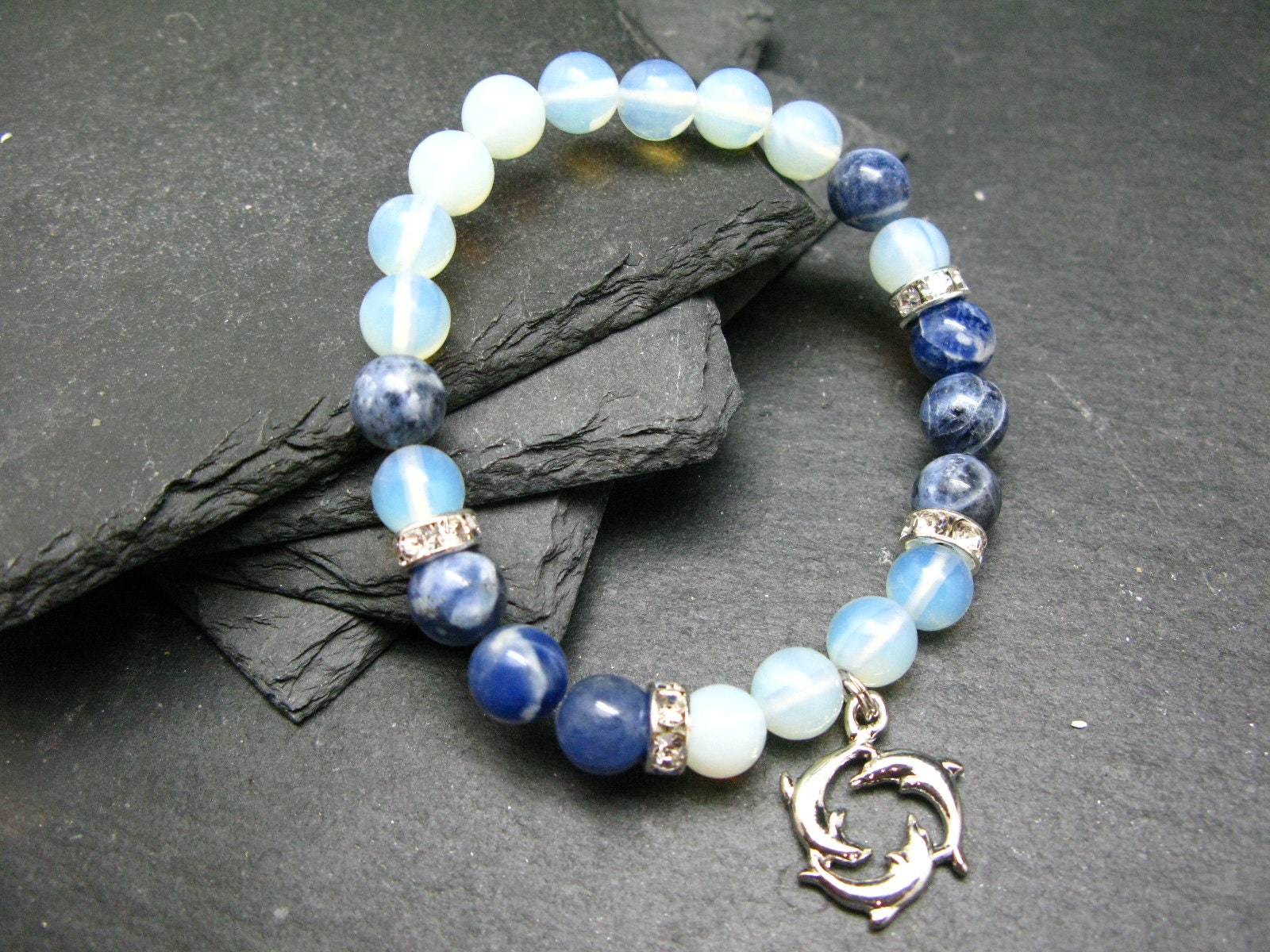 Opalite & Sodalite Genuine Bracelet ~ 7 Inches ~ 8mm Round Beads Opalite & Sodalite Genuine Bracelet ~ 7 Inches ~ 8mm Round Beads