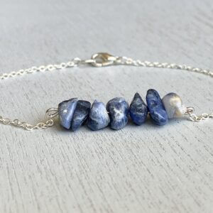 Raw Sodalite Crystal Bracelet: Blue Gemstone Jewelry, Healing Stone Anklet