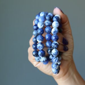 Sodalite Bracelet Sparkling Sea Blue Calming Faceted Gemstones