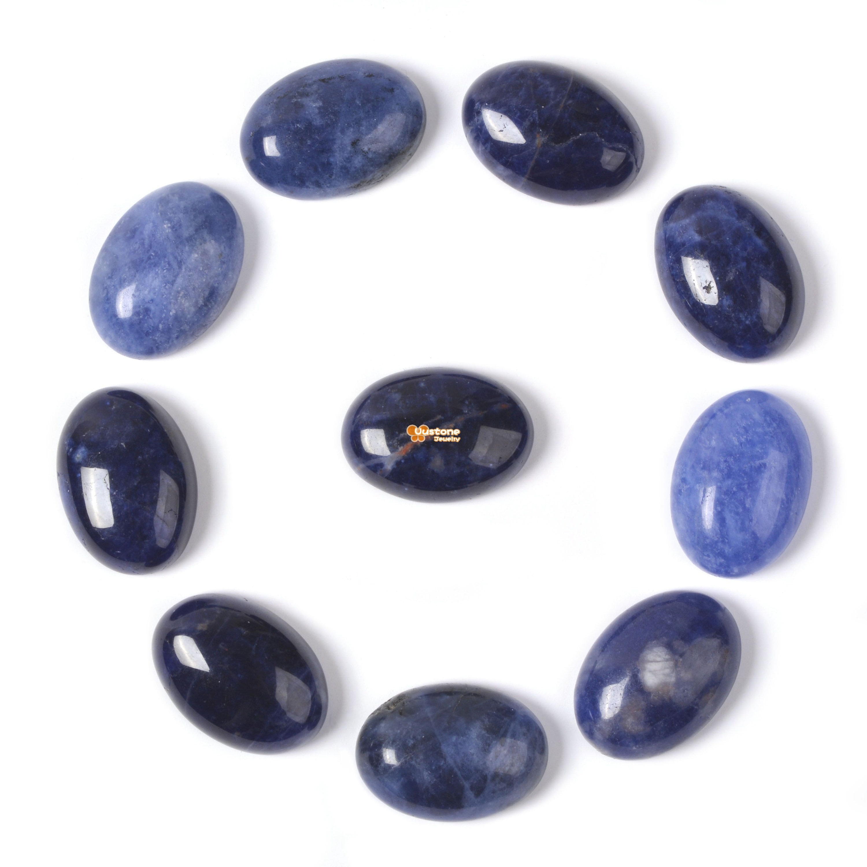 14mm Natural Sodalite Gemstone Oval Flatback Cab Cabochon