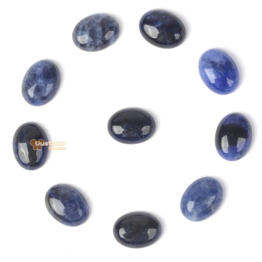 16mm Natural Sodalite Gemstone Oval Flatback Cab Cabochon