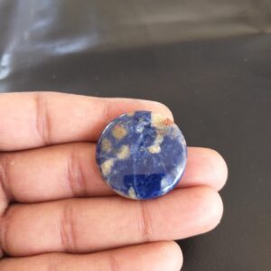 AAA Sodalite Cabochon: 40 Carat Round Gemstone (30x5 MM) AAA Sodalite Cabochon: 40 Carat Round Gemstone (30x5 MM)