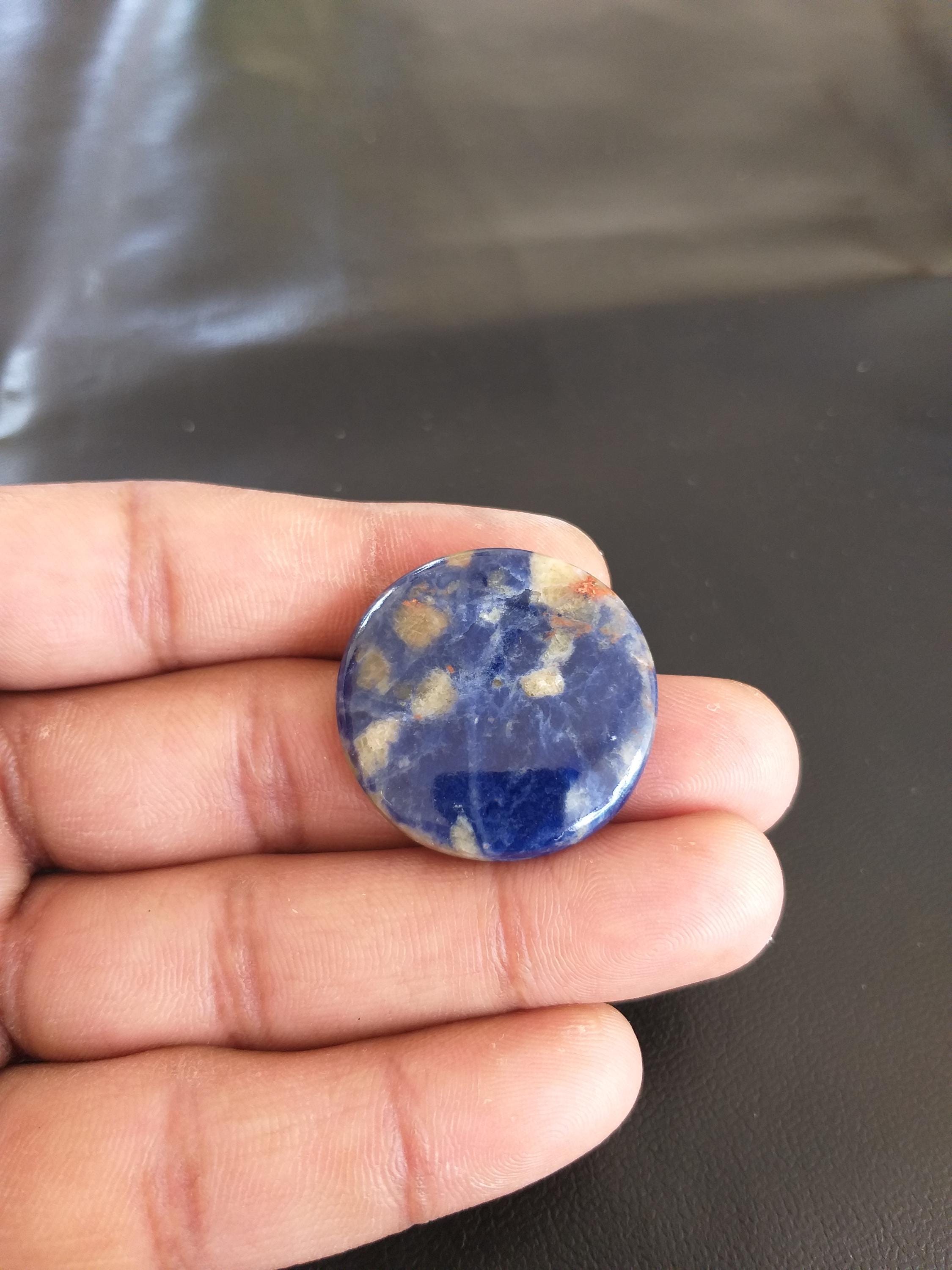 Aaa Sodalite Cabochon: 40 Carat Round Gemstone (30x5 Mm) Aaa Sodalite Cabochon: 40 Carat Round Gemstone (30x5 Mm)