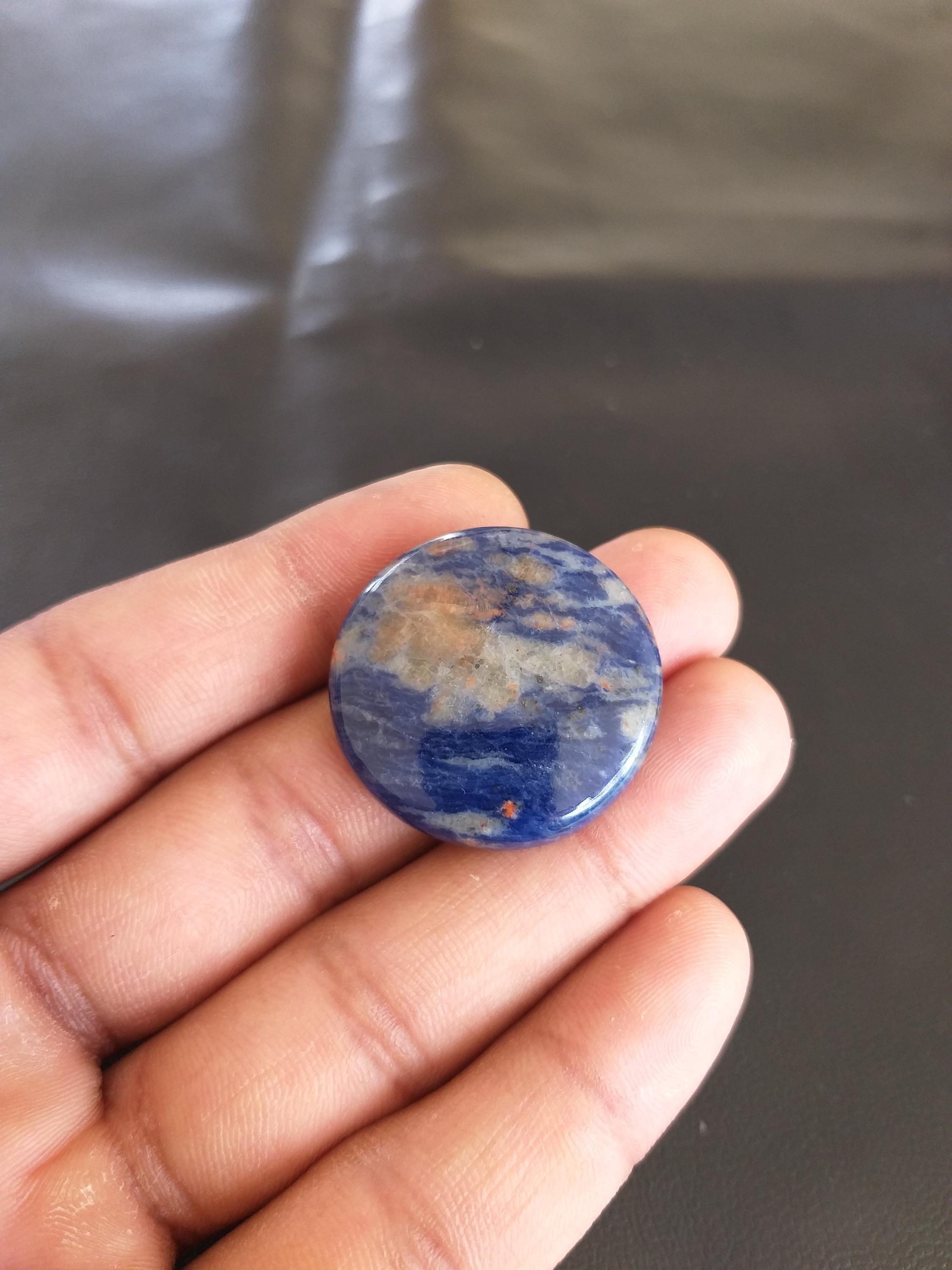 Aaa Sodalite Cabochon: Round Gemstone Pendant (30x6 Mm, 52.5 Carat)
