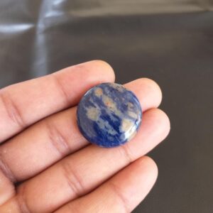 Aaa Sodalite Cabochon: Round Gemstone For Jewelry (27x6 Mm, 37.5 Carat) Aaa Sodalite Cabochon: Round Gemstone For Jewelry (27x6 Mm, 37.5 Carat)