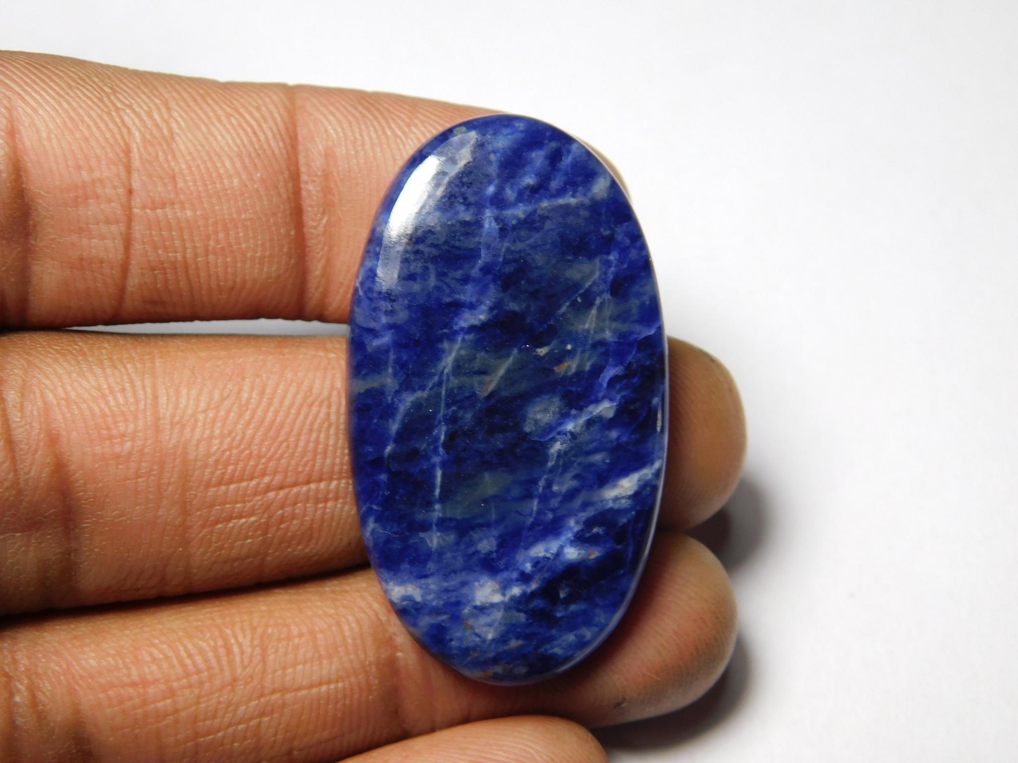 Sodalite Cabochon, Loose Gemstone, 38x21mm 35cts