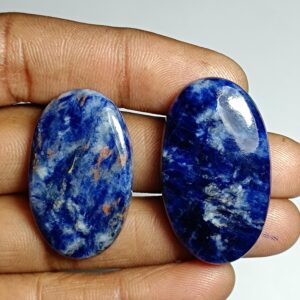 Sodalite Cabochon Lot (2 Pcs, 72 Cts): Semi-precious Gemstones Sodalite Cabochon Lot (2 Pcs, 72 Cts): Semi-precious Gemstones