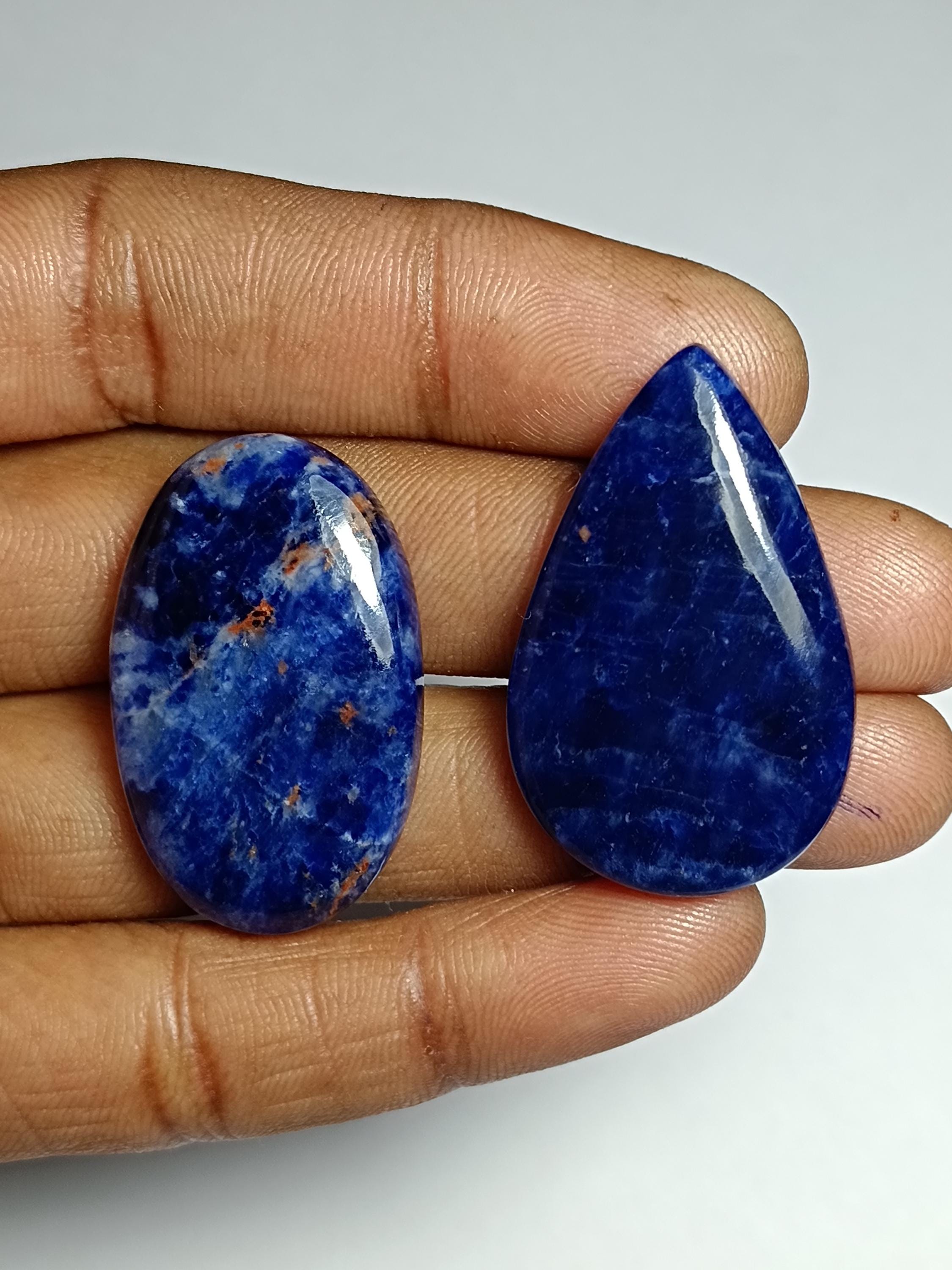 Sodalite Cabochon Lot (2 Pcs, 67 Cts): Semi-precious Gemstones Sodalite Cabochon Lot (2 Pcs, 67 Cts): Semi-precious Gemstones
