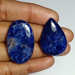 Sodalite Cabochon Lot (2 Pcs, 75 Cts): Semi-precious Gemstones Sodalite Cabochon Lot (2 Pcs, 75 Cts): Semi-precious Gemstones