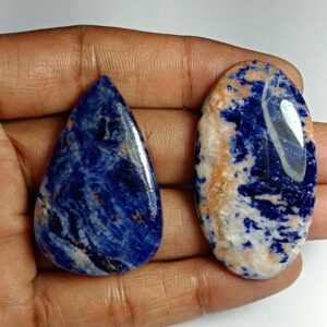 Sodalite Cabochon Lot (2 Pcs, 113 Cts): Semi-precious Gemstones Sodalite Cabochon Lot (2 Pcs, 113 Cts): Semi-precious Gemstones
