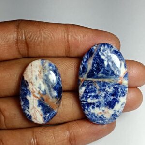 Sodalite Cabochon Lot (2 Pcs, 79 Cts): Semi-precious Gemstones Sodalite Cabochon Lot (2 Pcs, 79 Cts): Semi-precious Gemstones