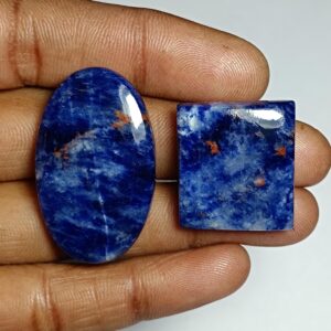 Sodalite Cabochon Lot (2 Pcs, 82 Cts): Semi-precious Gemstones Sodalite Cabochon Lot (2 Pcs, 82 Cts): Semi-precious Gemstones