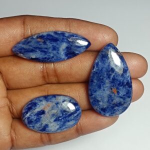 Sodalite Cabochon Lot (3 Pcs, 99 Cts): Semi-precious Gemstones Sodalite Cabochon Lot (3 Pcs, 99 Cts): Semi-precious Gemstones