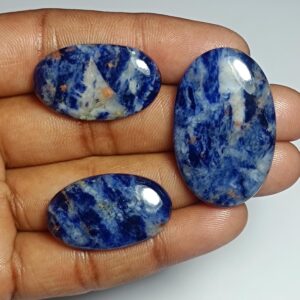 Sodalite Cabochon Lot (3 Pcs, 96 Cts): Semi-precious Gemstones Sodalite Cabochon Lot (3 Pcs, 96 Cts): Semi-precious Gemstones