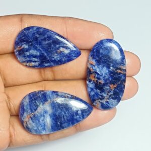 Sodalite Cabochon Lot (3 Pcs, 95 Cts): Semi-precious Gemstones Sodalite Cabochon Lot (3 Pcs, 95 Cts): Semi-precious Gemstones