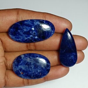 Sodalite Cabochon Lot (3 Pcs, 108 Cts): Semi-precious Gemstones Sodalite Cabochon Lot (3 Pcs, 108 Cts): Semi-precious Gemstones