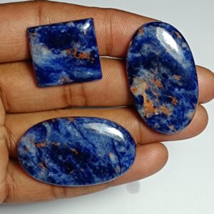 Sodalite Cabochon Lot (3 Pcs, 116 Cts): Semi-precious Gemstones Sodalite Cabochon Lot (3 Pcs, 116 Cts): Semi-precious Gemstones