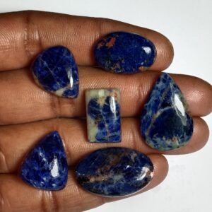 Sodalite Cabochon Lot (6 Pcs, 73 Cts): Semi-precious Gemstones Sodalite Cabochon Lot (6 Pcs, 73 Cts): Semi-precious Gemstones
