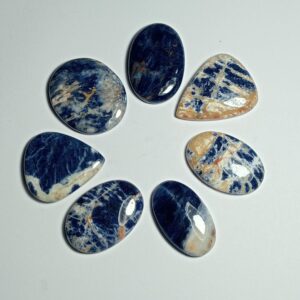 Sodalite Cabochon Lot (7 Pcs, 188 Cts): Semi-precious Gemstones Sodalite Cabochon Lot (7 Pcs, 188 Cts): Semi-precious Gemstones