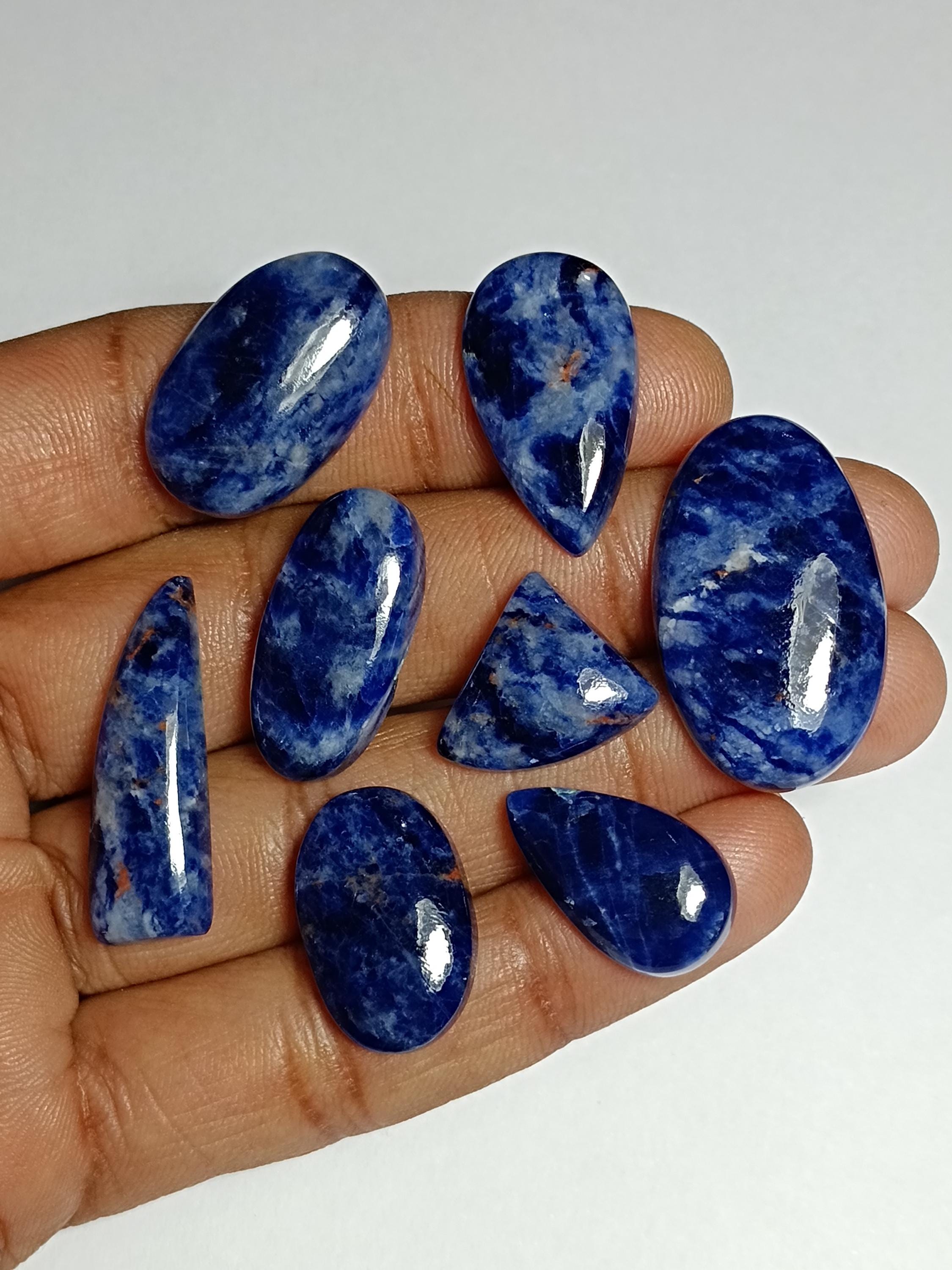 Sodalite Cabochon Lot (8 Pcs, 86 Cts): Semi-precious Gemstones Sodalite Cabochon Lot (8 Pcs, 86 Cts): Semi-precious Gemstones