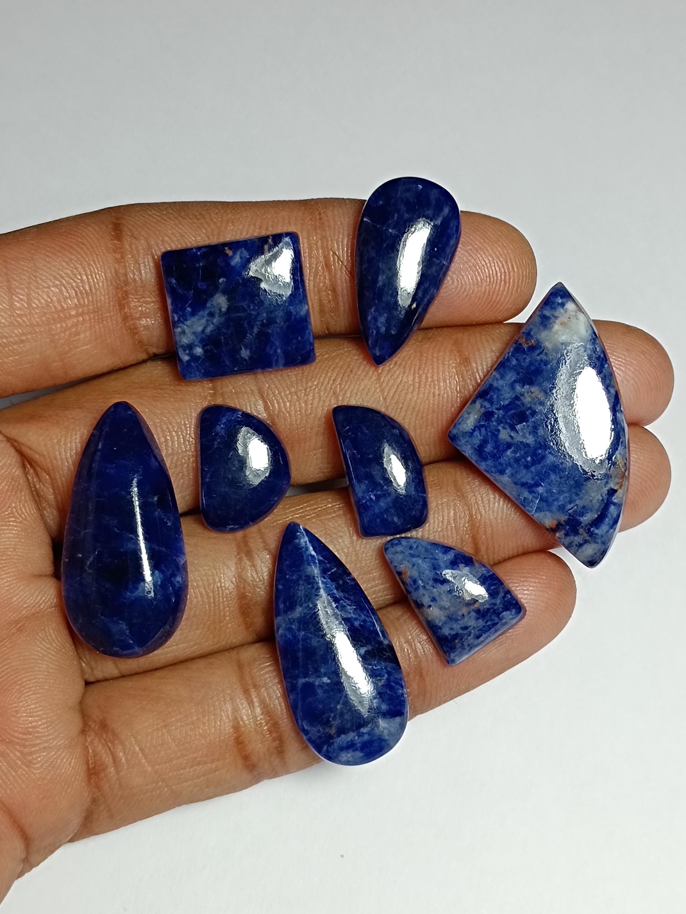 Sodalite Cabochon Lot (8 Pcs, 87 Cts): Semi-precious Gemstones