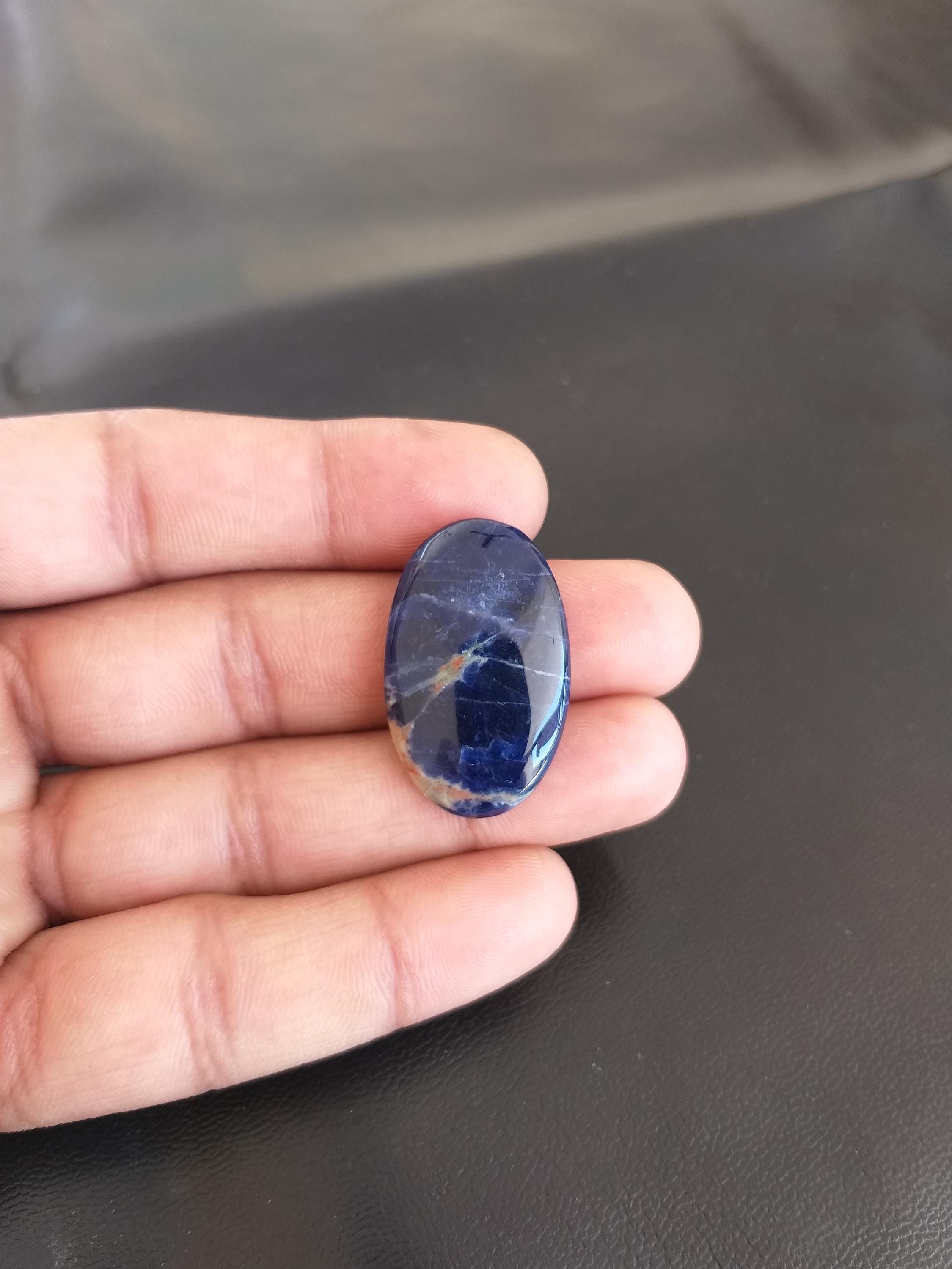 Oval Sodalite Cabochon: 25 Carat Gemstone, Aaa Quality (31x19x5 Mm)