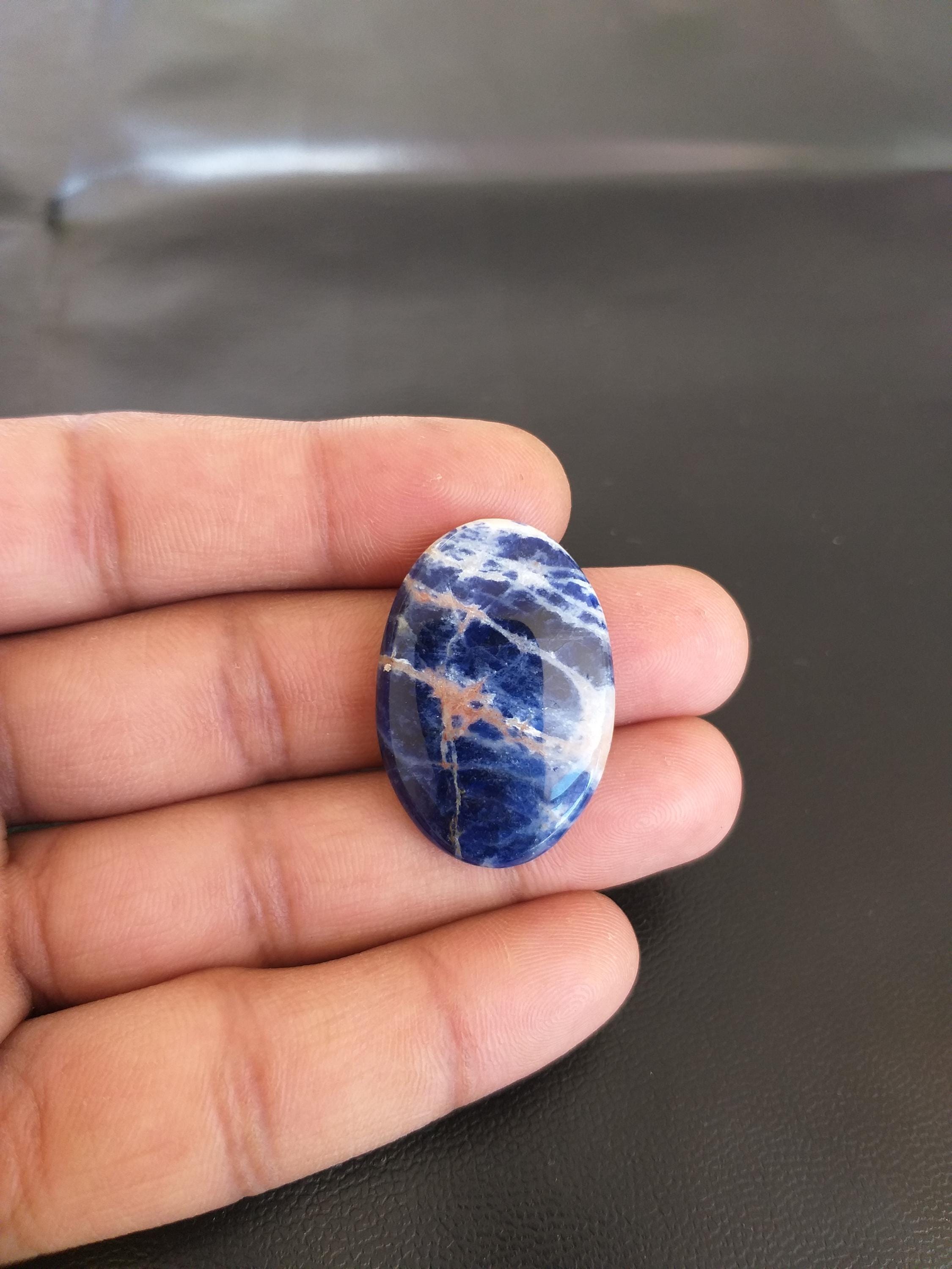 Oval Sodalite Cabochon: 30 Carat Gemstone Pendant (32x22x5 Mm) Oval Sodalite Cabochon: 30 Carat Gemstone Pendant (32x22x5 Mm)