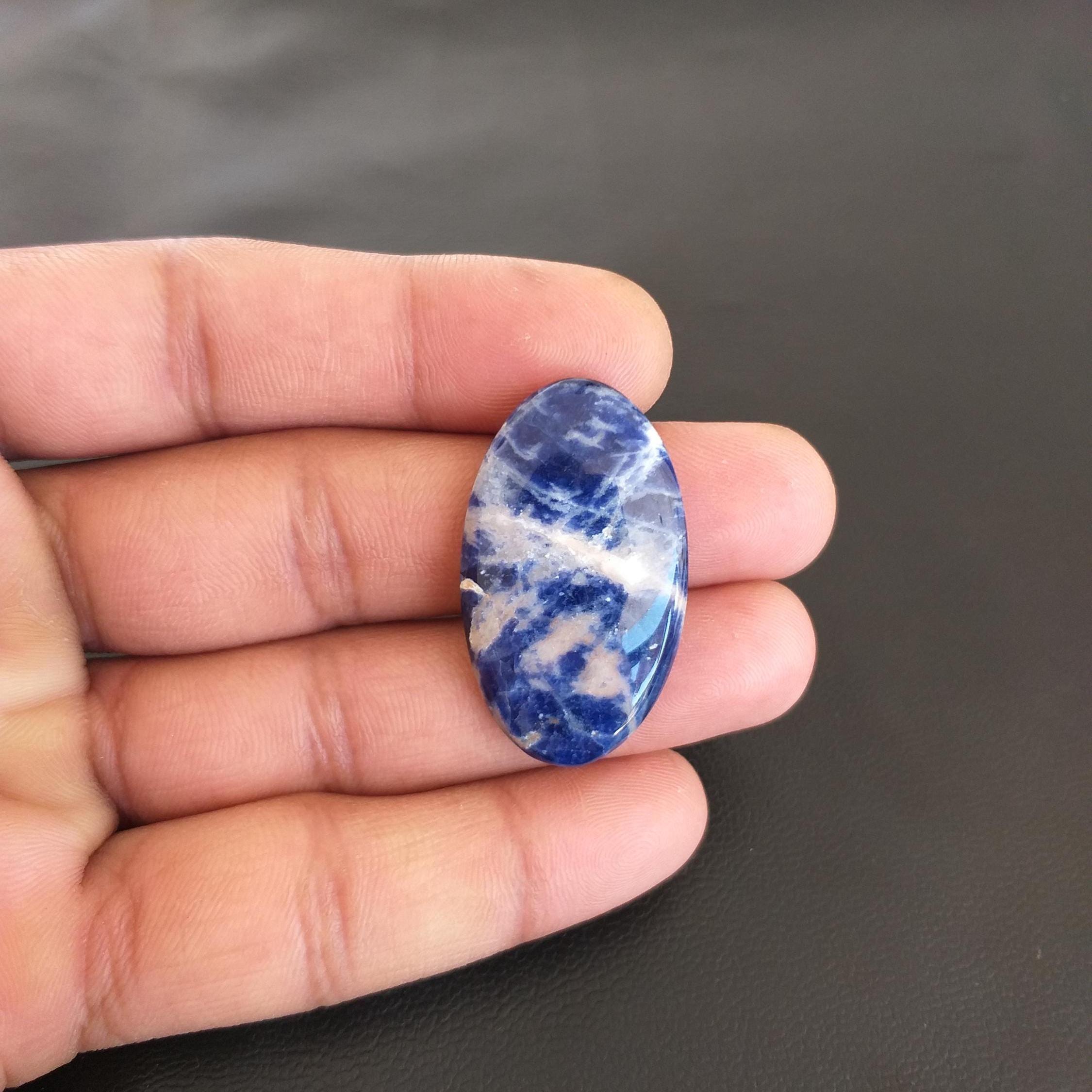 Oval Sodalite Cabochon, 34 Carat Gemstone (35x20x5 Mm) Oval Sodalite Cabochon, 34 Carat Gemstone (35x20x5 Mm)