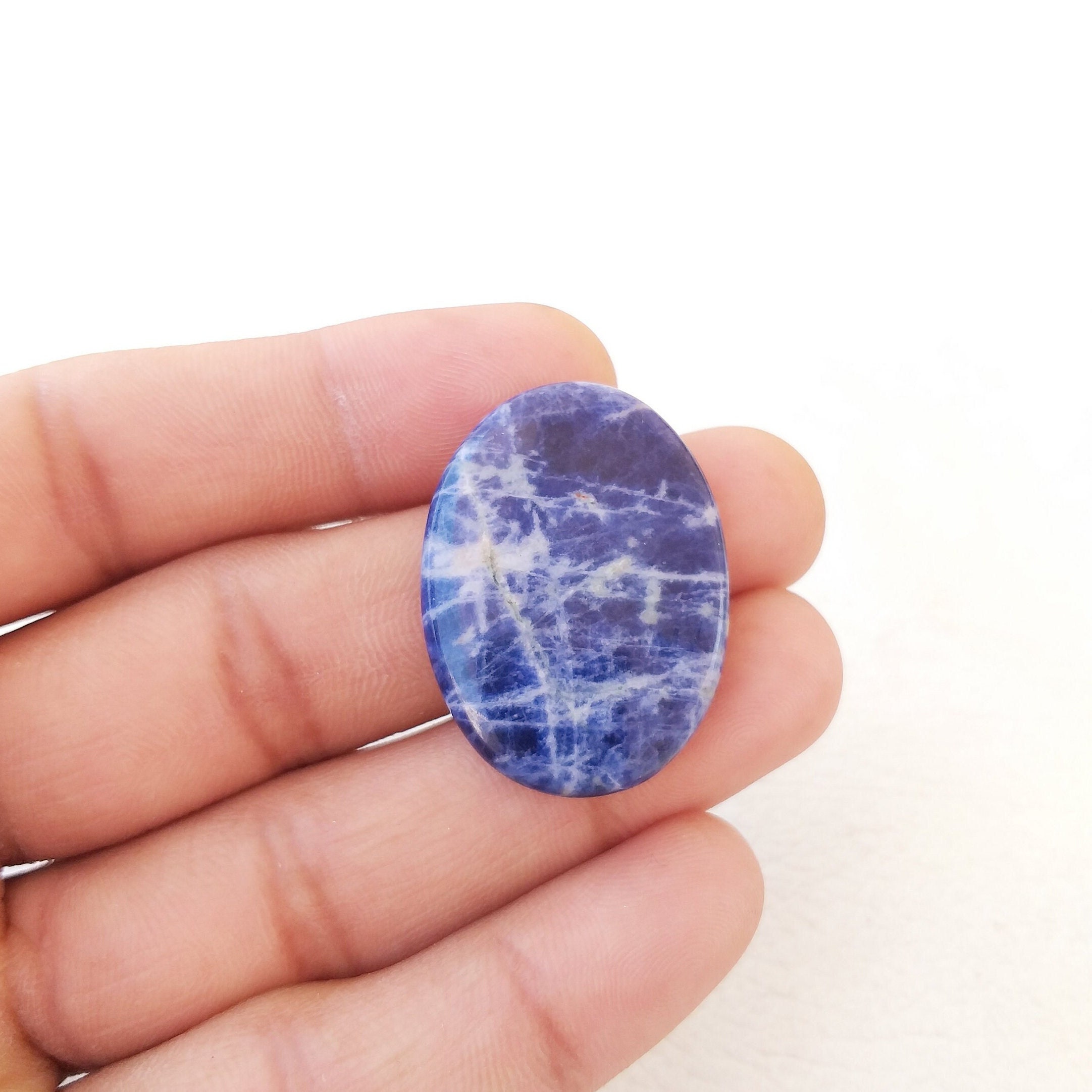 Oval Sodalite Cabochon: Natural Gemstone For Pendant (34x25x5mm)