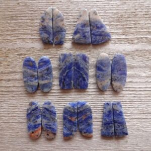 Pair Pale Sodalite Cabochons For Jewelry Making, Matched Pairs, Blue Gems Pair Pale Sodalite Cabochons For Jewelry Making, Matched Pairs, Blue Gems
