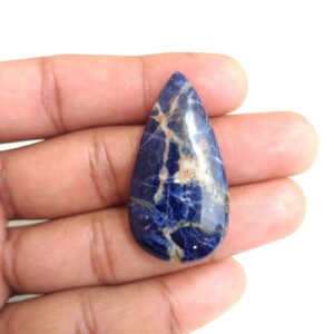 Pear Sodalite Cabochon: 40.8 Carat Gemstone Pendant (42x22x6 MM) Pear Sodalite Cabochon: 40.8 Carat Gemstone Pendant (42x22x6 MM)