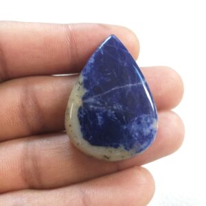 Pear Sodalite Cabochon: Natural Gemstone Pendant (39x27x5 MM) Pear Sodalite Cabochon: Natural Gemstone Pendant (39x27x5 MM)