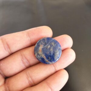 Round Sodalite Cabochon: 22.5 Carat Gemstone, 25x4 MM Round Sodalite Cabochon: 22.5 Carat Gemstone, 25x4 MM