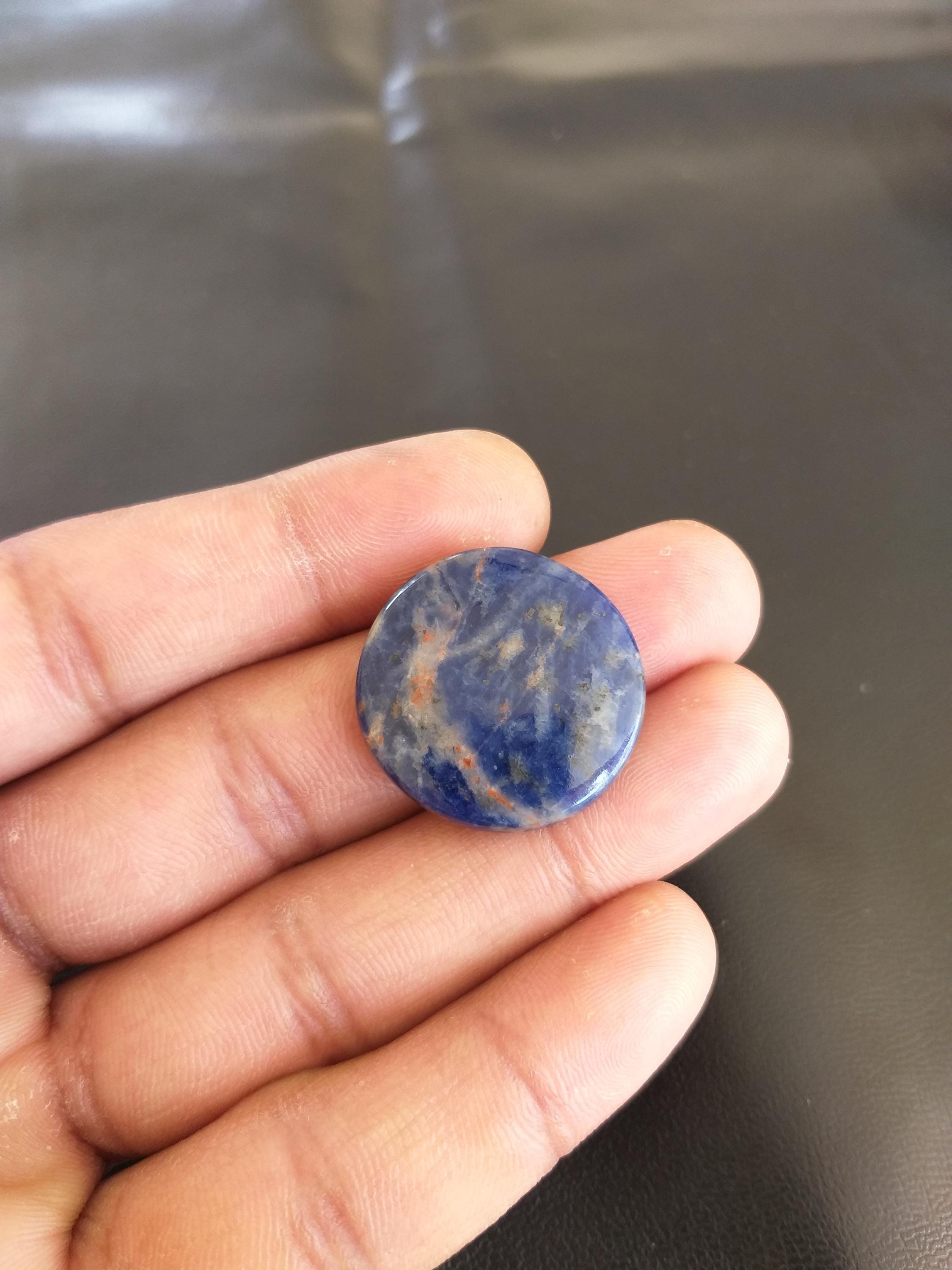 Round Sodalite Cabochon: 22.5 Carat Gemstone, 25x4 Mm