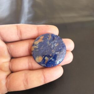 Round Sodalite Cabochon: 65 Carat Gemstone, 38x5 Mm Round Sodalite Cabochon: 65 Carat Gemstone, 38x5 Mm