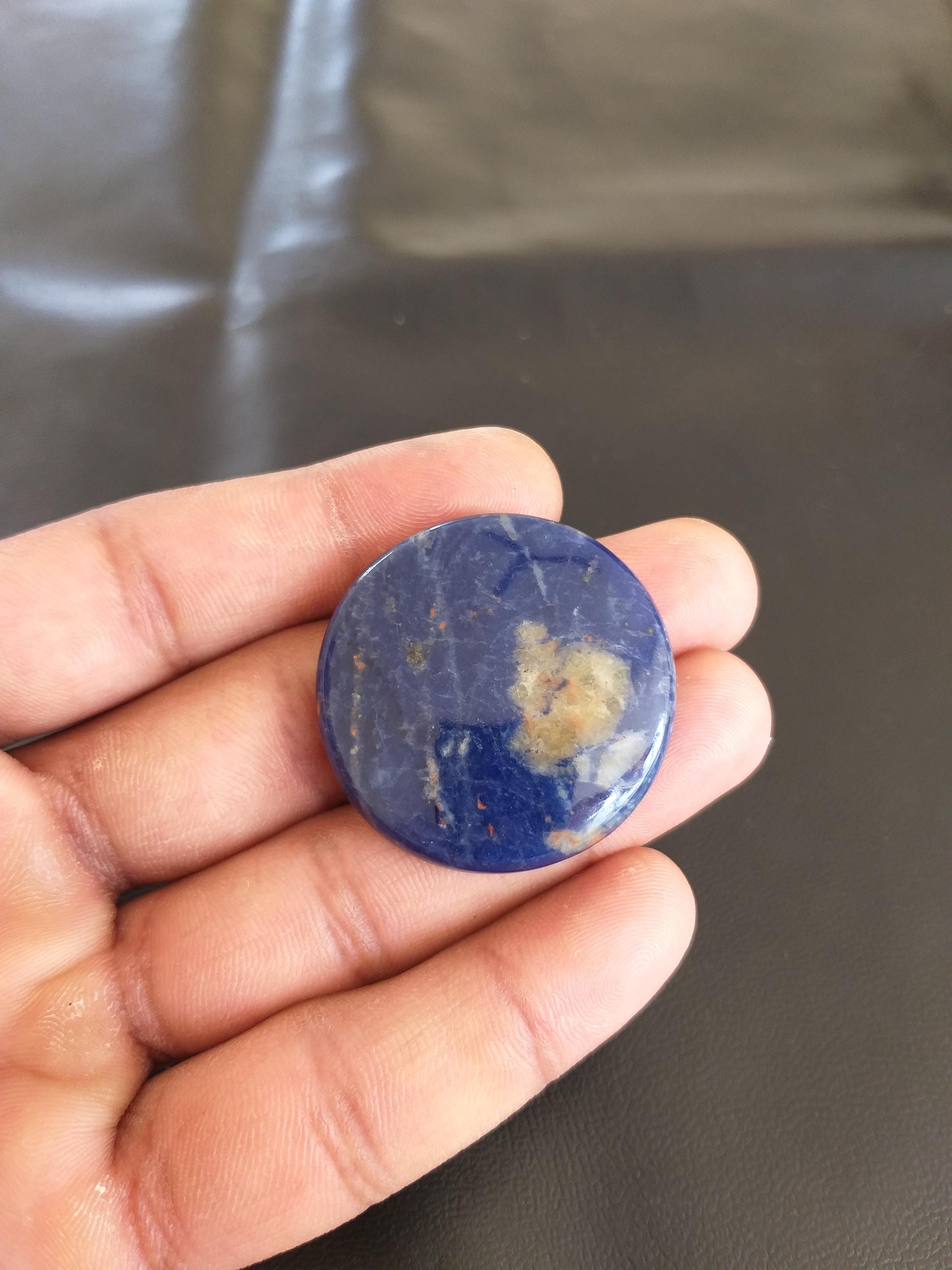 Round Sodalite Cabochon: 67.5 Carat Gemstone (36x6 Mm)