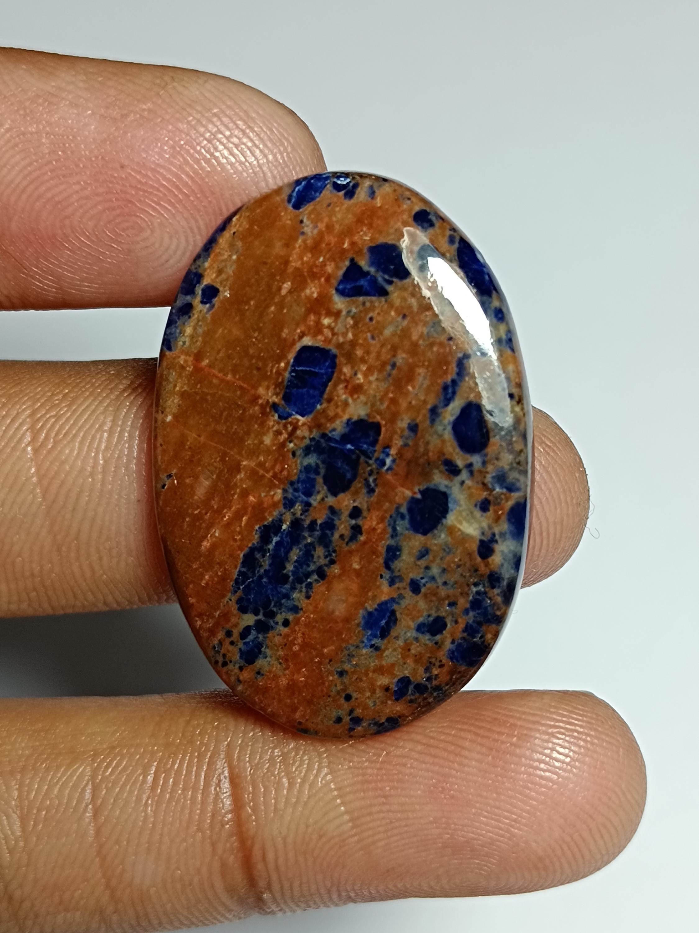 Sodalite Cabochon: Semi Precious Loose Gemstone (34x23 Mm, 32cts) Sodalite Cabochon: Semi Precious Loose Gemstone (34x23 Mm, 32cts)