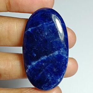 Sodalite Cabochon: Semi Precious Loose Gemstone (45x25 Mm, 62cts) Sodalite Cabochon: Semi Precious Loose Gemstone (45x25 Mm, 62cts)
