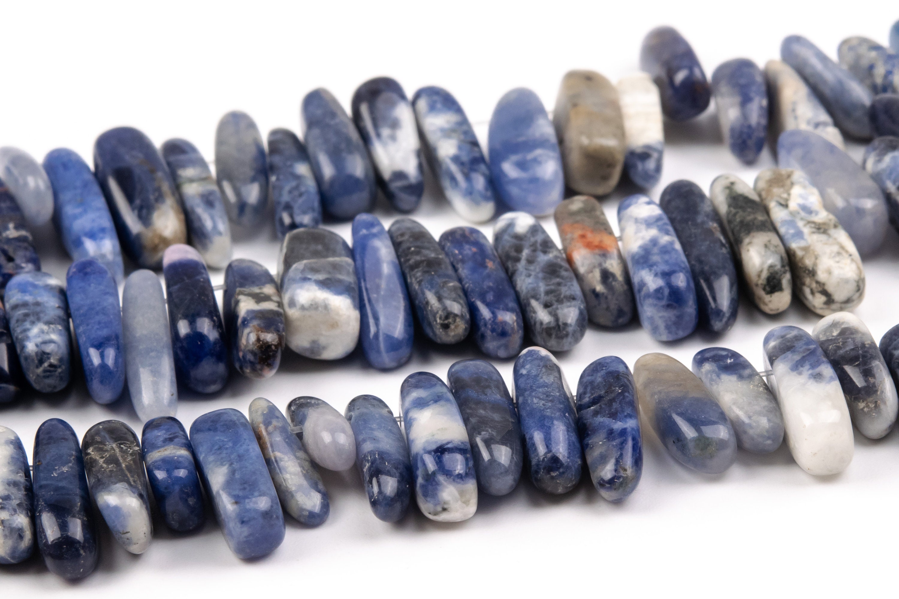 12-24x3-5mm Sodalite Beads Stick Pebble Chip Grade A Genuine Natural Gemstone Loose Beads 15.5" / 7" Bulk Lot Options (111240)