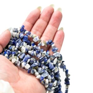 30" Natural Blue Sodalite Crystal Chip Beads 6mm - 8mm - Double Length Strand Gemstone Beads