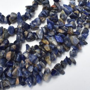 Sodalite, 4mm - 9mm Chips Beads, 32 Inch, long full strand, Hole 0.8 mm (411005001)