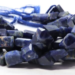AAA Natural Sodolite Faceted Uneven Shape Nuggets Beads, 8x12 MM Sodolite Gemstone Beads, 10 Inch Faceted Sodolite Tumble Beads