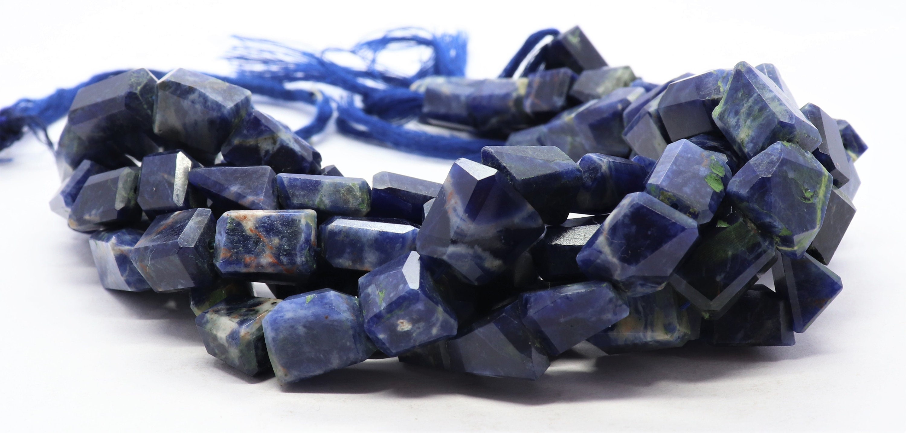 Aaa Natural Sodolite Faceted Uneven Shape Nuggets Beads, 8x12 Mm Sodolite Gemstone Beads, 10 Inch Faceted Sodolite Tumble Beads